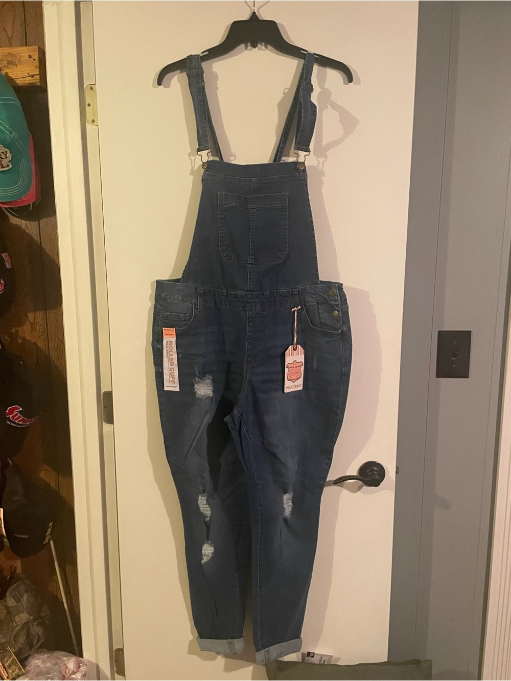 Women's Dark Blue Denim Overalls Jeans